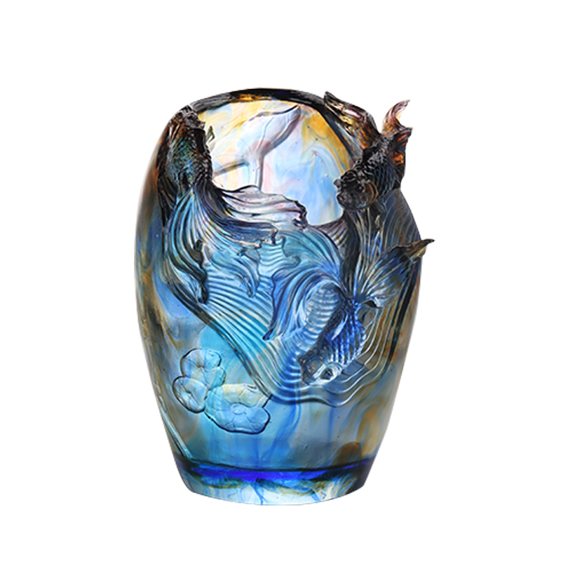 Szklany wazon: luksusowy i wyrafinowany salon Kompozycja kwiatowa Szkło kryształowe Artystyczna konserwowana doniczka na kwiaty Domowy stół w jadalni Ozdoba dekoracyjna „Dodawanie kwiatów do brokatu”