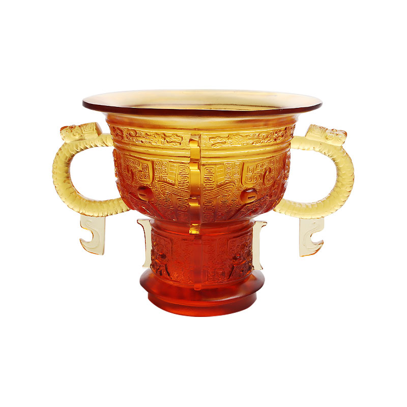 Chiński statyw z rączką ze smoczych uszu i wzorem w ciernie