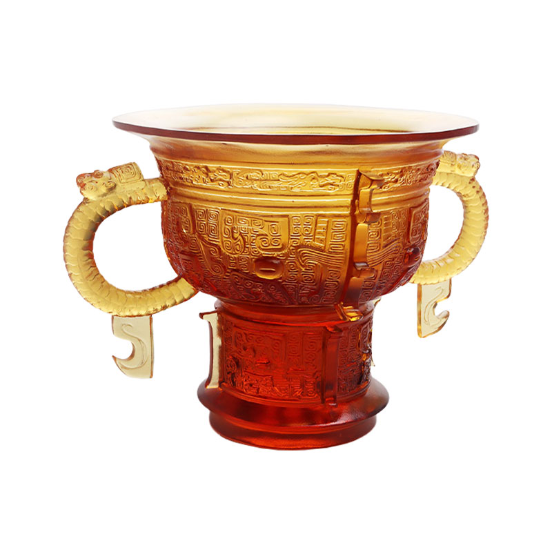 Chiński statyw z rączką ze smoczych uszu i wzorem w ciernie