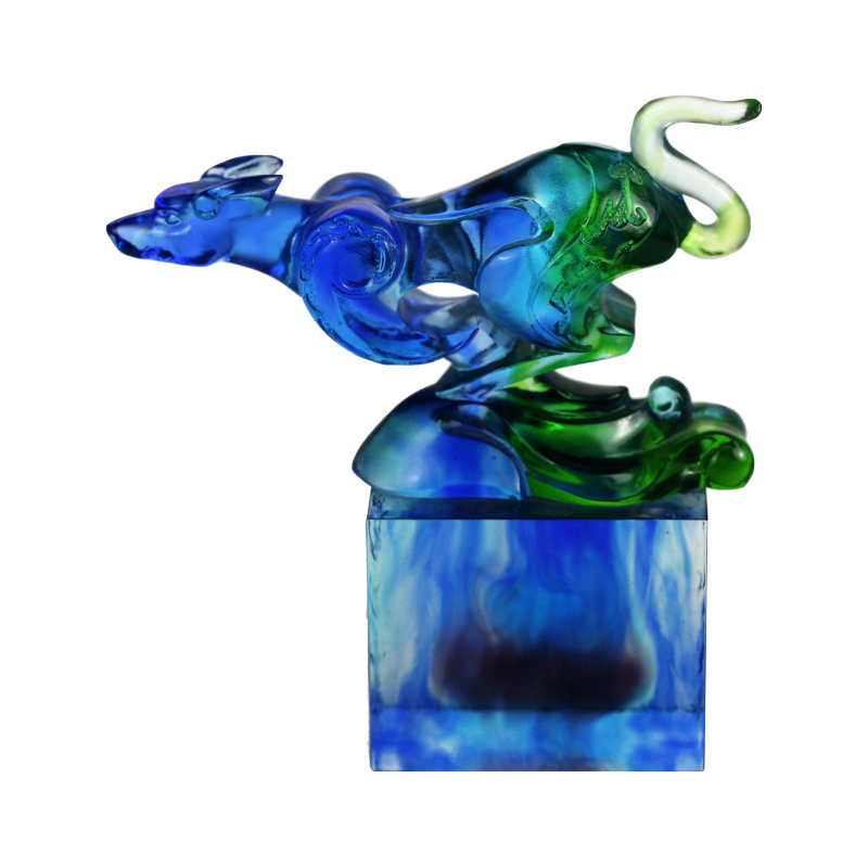 Niebiesko-zielona klasyczna szklana ozdoba z pieczęcią