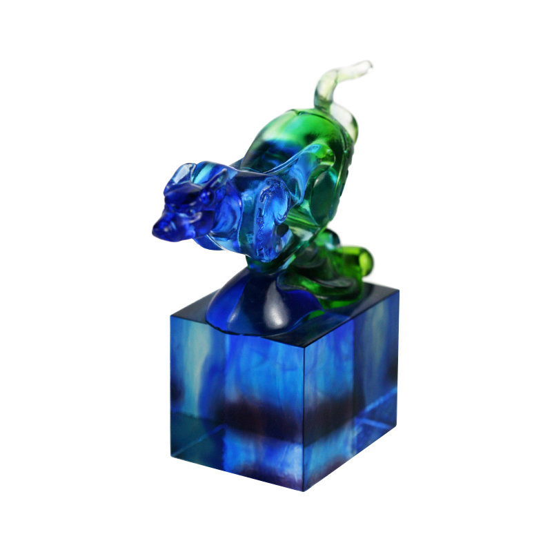 Niebiesko-zielona klasyczna szklana ozdoba z pieczęcią