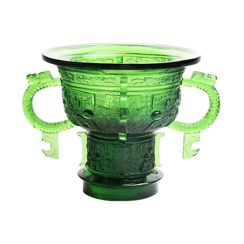 Chiński statyw z rączką ze smoczych uszu i wzorem w ciernie