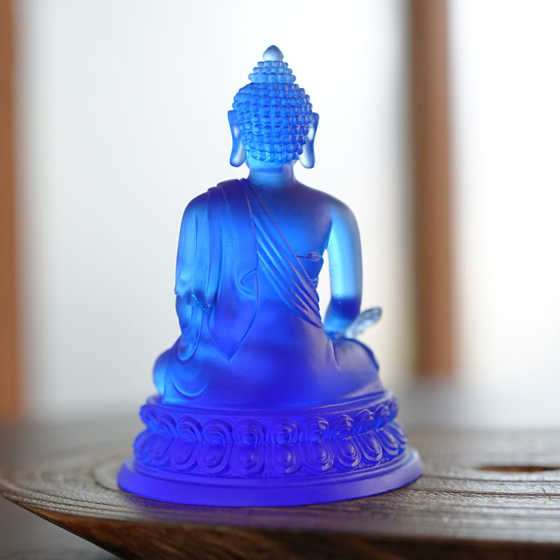 Posągi Buddy Medycyny z kolorową glazurą