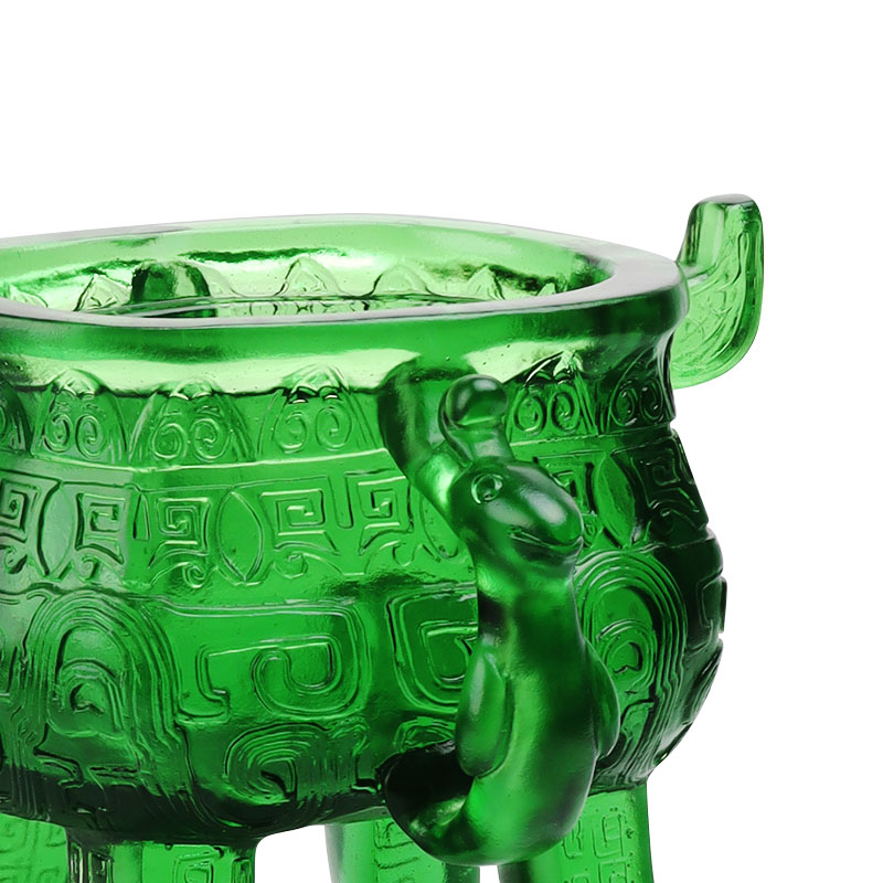 Statyw ze szkła kryształowego w kolorze szmaragdowo-zielonym z uchwytami w kształcie uszu