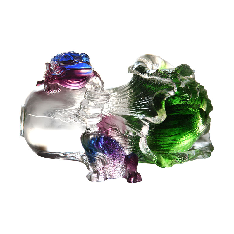 Ozdoby ze złotej ropuchy ze szkła kryształowego