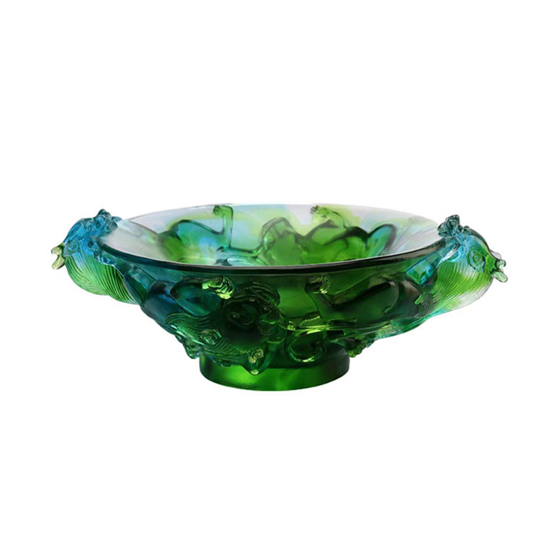 Przezroczysty talerz na owoce z zielonego szkła