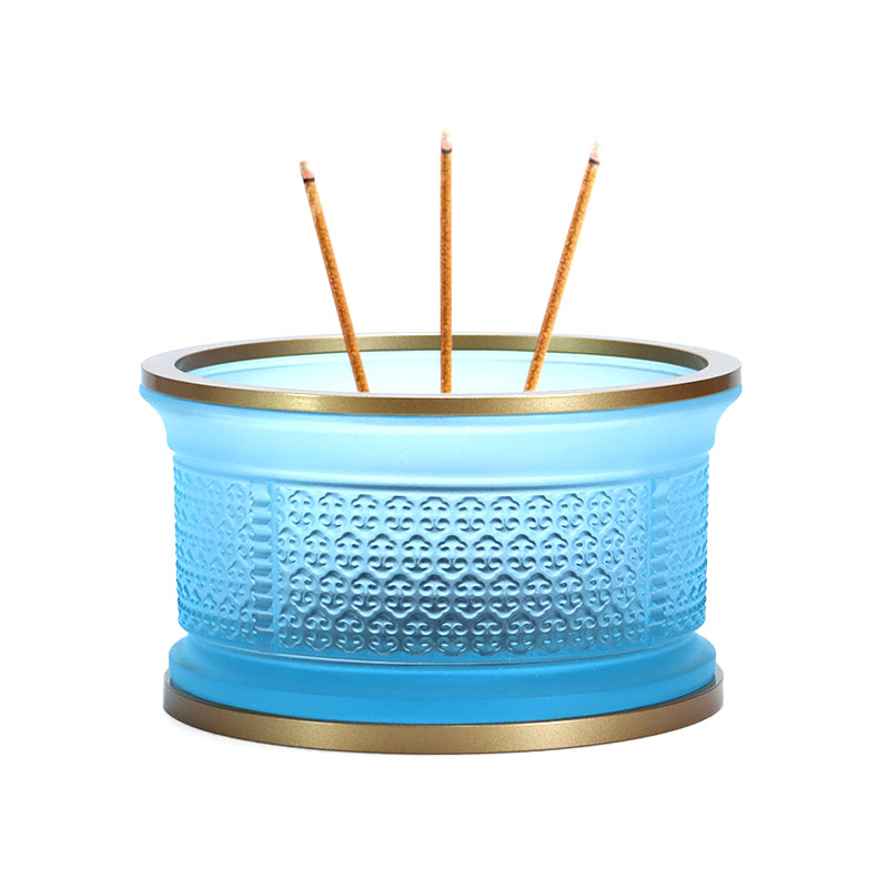 Jasnoniebieski zestaw szklanych ołtarzy buddyjskich z serii Ruyi