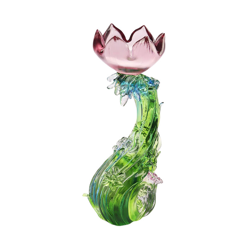 Świecznik ze szkła kryształowego w kształcie lotosu