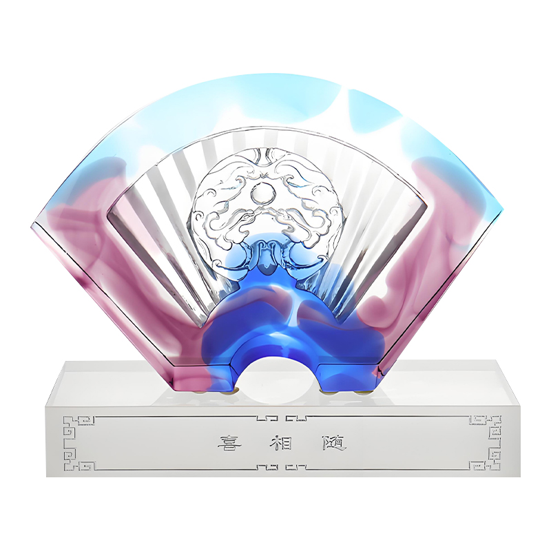 Chińskie ozdoby ze szkła przeszklonego w kształcie wachlarza