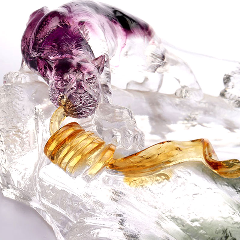 Sztuka dekoracyjna szklana owalna taca na owoce