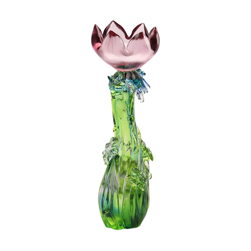 Świecznik ze szkła kryształowego w kształcie lotosu