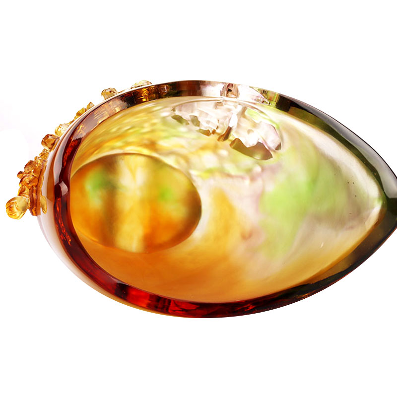 Dekoracje domu Kwiat śliwy Rzeźbiony projekt Wazon ze szkła bursztynowego