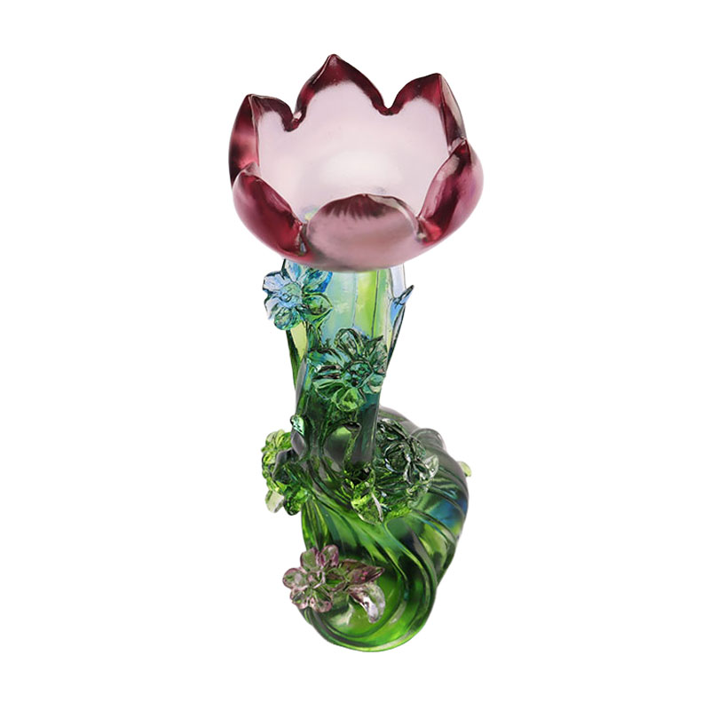 Świecznik ze szkła kryształowego w kształcie lotosu