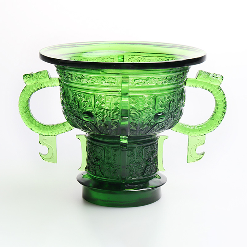 Chiński statyw z rączką ze smoczych uszu i wzorem w ciernie