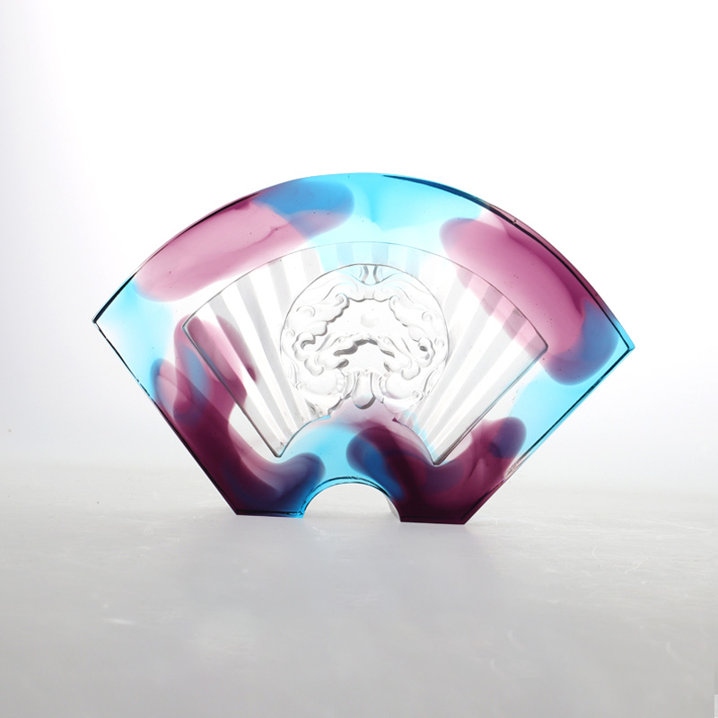 Chińskie ozdoby ze szkła przeszklonego w kształcie wachlarza