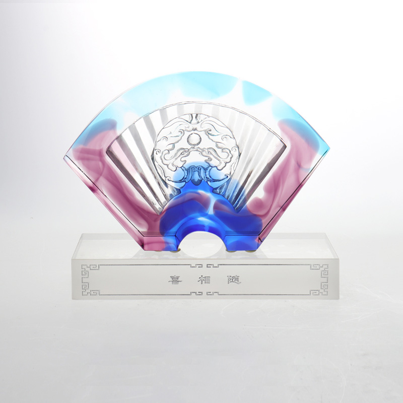 Chińskie ozdoby ze szkła przeszklonego w kształcie wachlarza