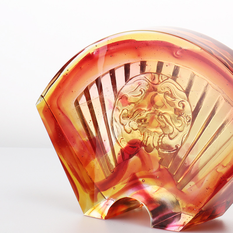 Chińskie ozdoby ze szkła przeszklonego w kształcie wachlarza