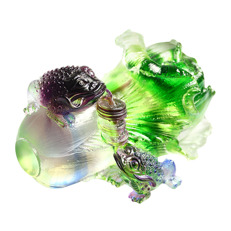 Ozdoby ze złotej ropuchy ze szkła kryształowego